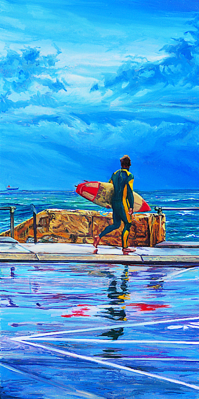 A Winter Wave, a seascape painting by Australian realist Marcus Beilby, 2002