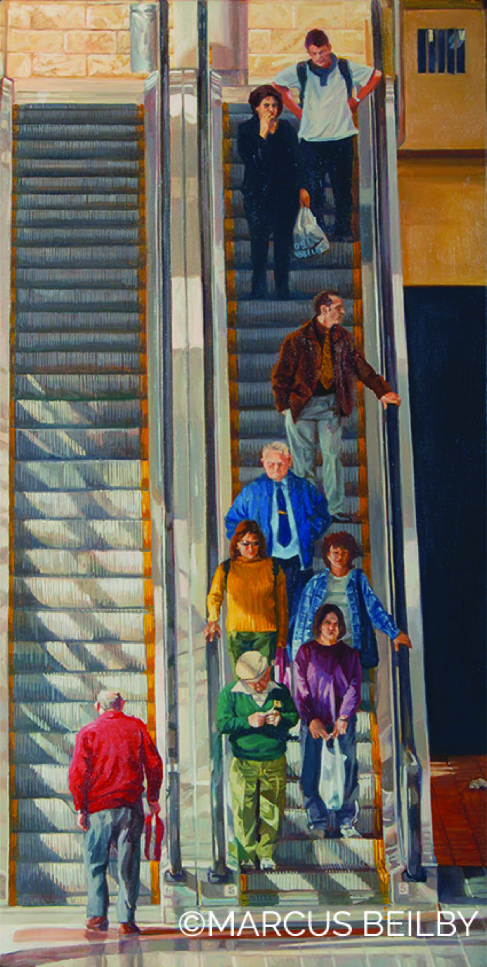 It's a Long way to the Top 2005, an urban painting by Australian realist Marcus Beilby