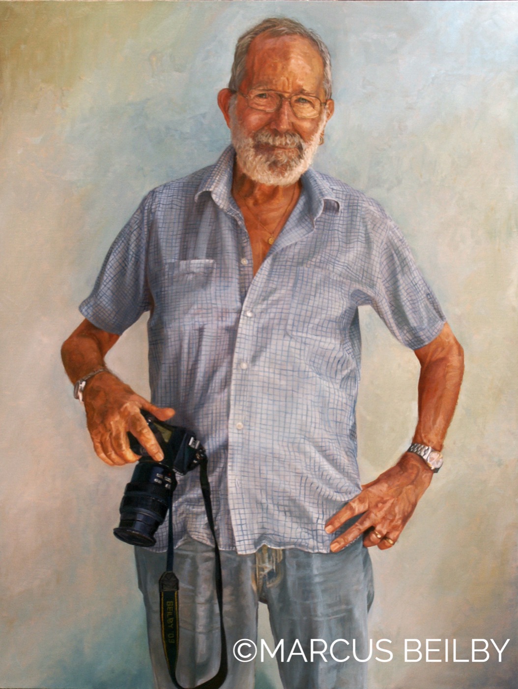 Portrait Prof. Robbin Warren, a portrait painting by Australian realist Marcus Beilby