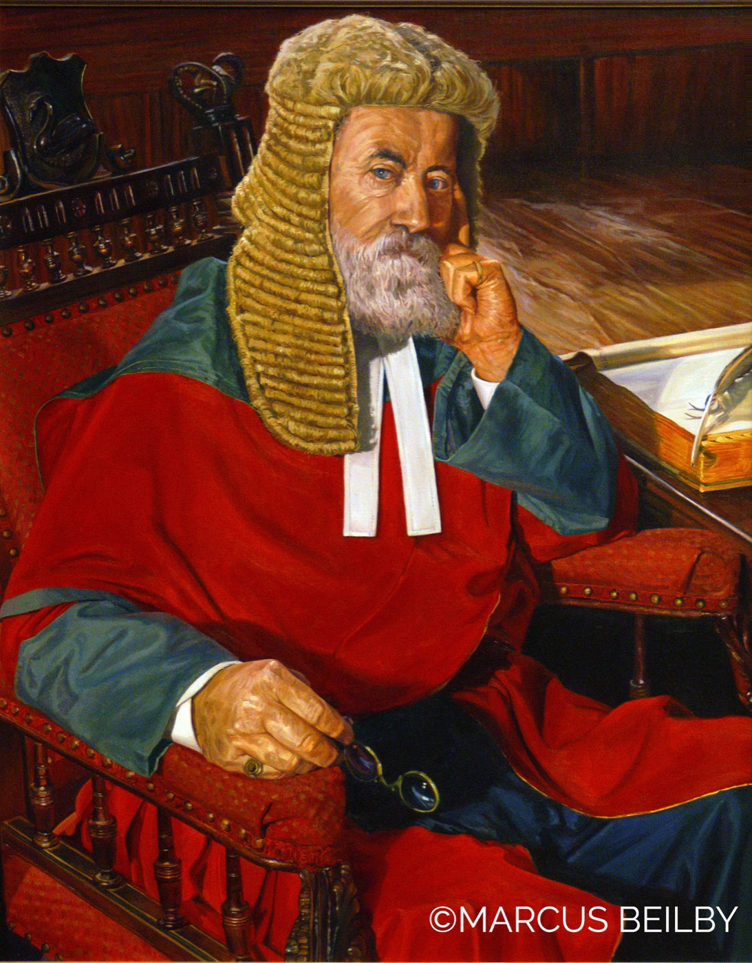Portrait Sir Archibald Burt 2005, a portrait painting by Australian realist Marcus Beilby