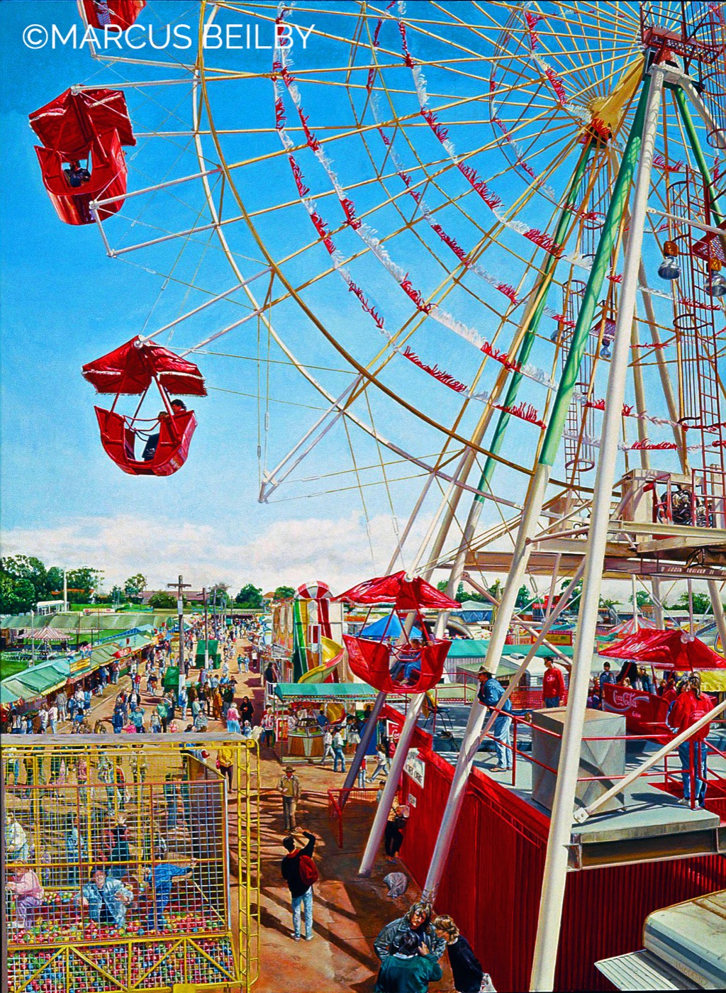Riding high at the royal show 1989, an urban painting by Australian realist Marcus Beilby