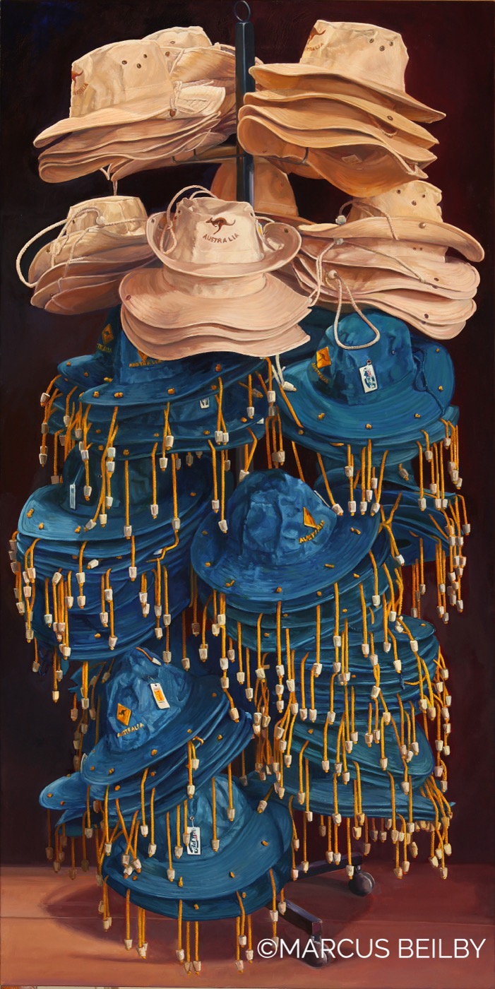 The Hatstand, an urban painting by Australian realist Marcus Beilby