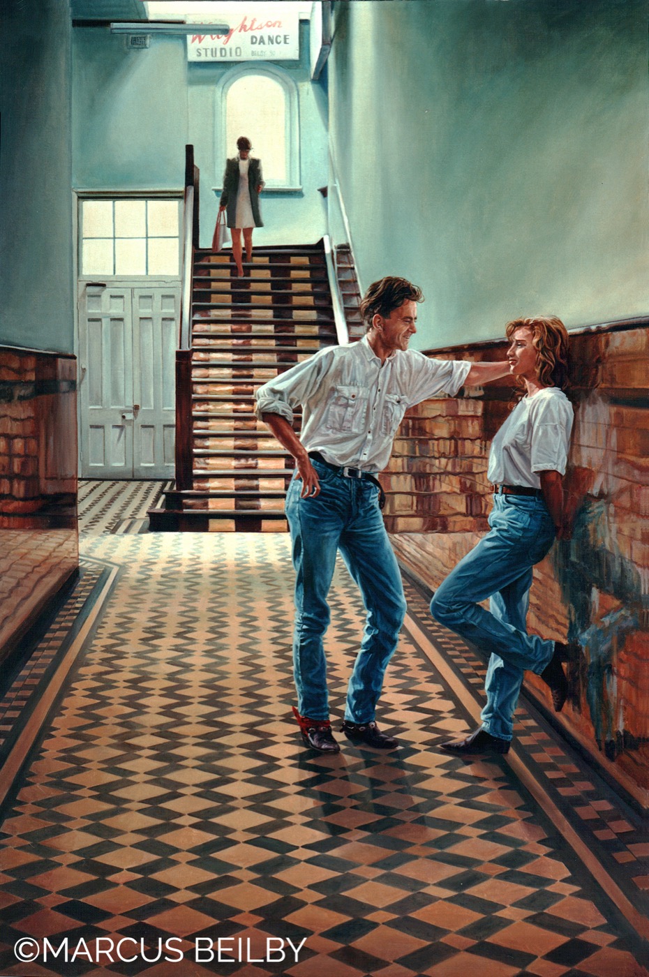 The Long Goodbye 1985, an urban painting by Australian realist Marcus Beilby