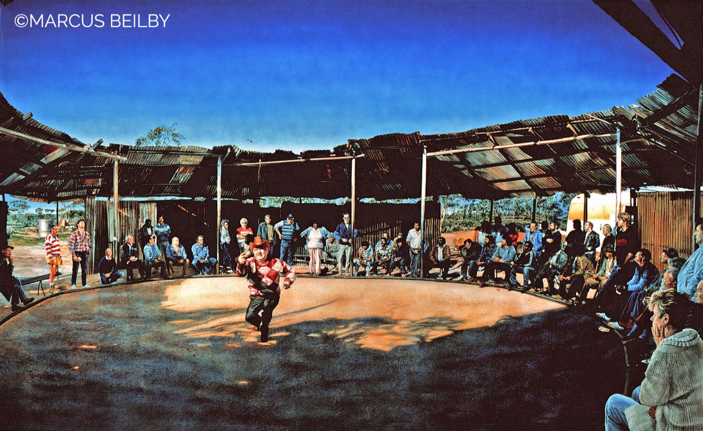 The Lucky Country 1987, an urban painting by Australian realist Marcus Beilby