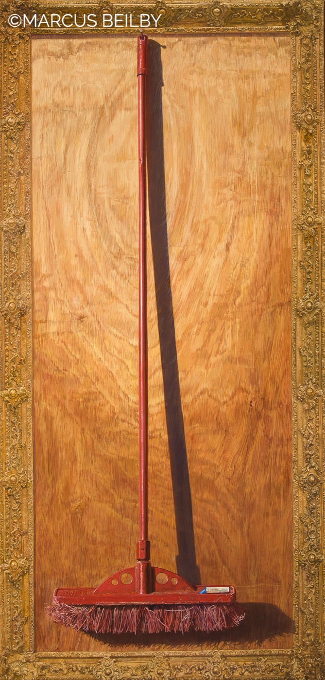 The Red Broom, a portrait painting by Australian realist Marcus Beilby