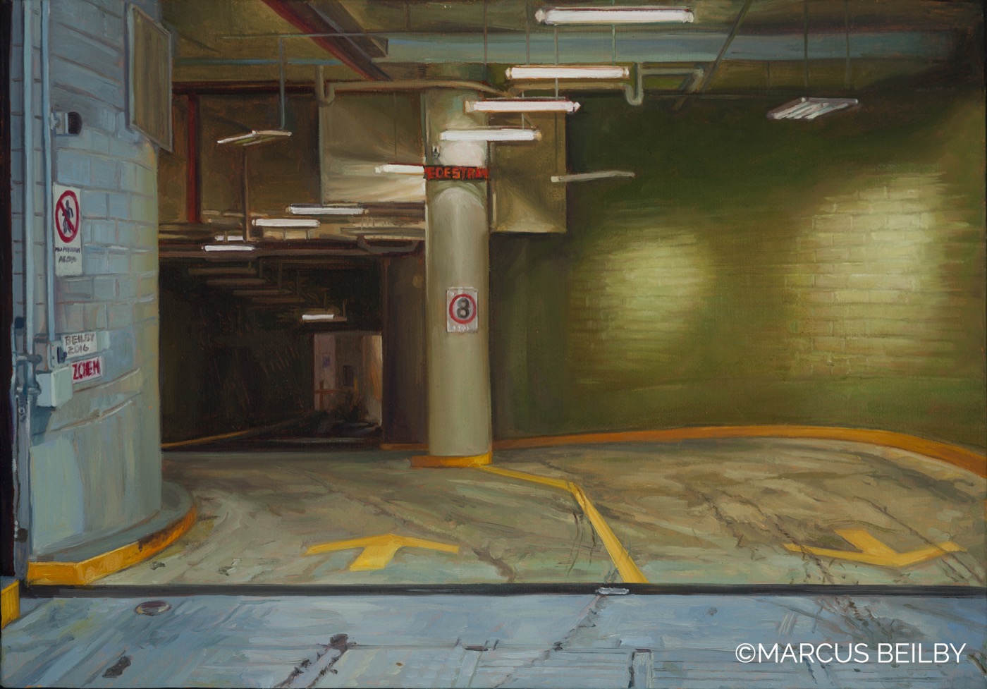 Vacancies, an urban painting by Australian realist Marcus Beilby