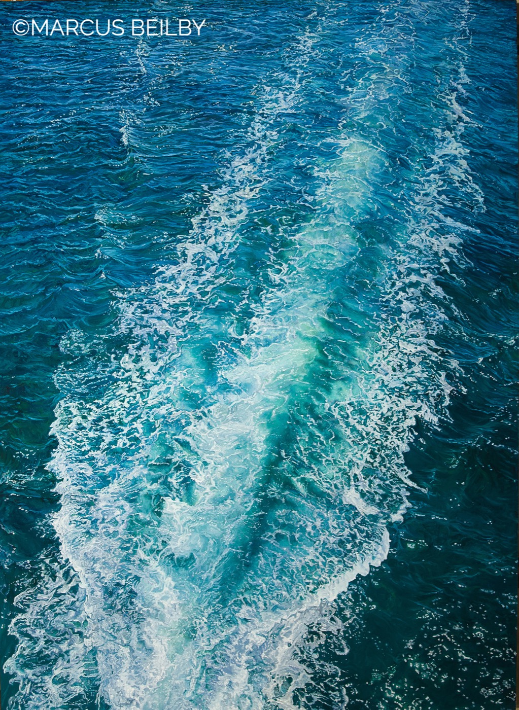 Vertical Wake, a seascape painting by Australian realist Marcus Beilby